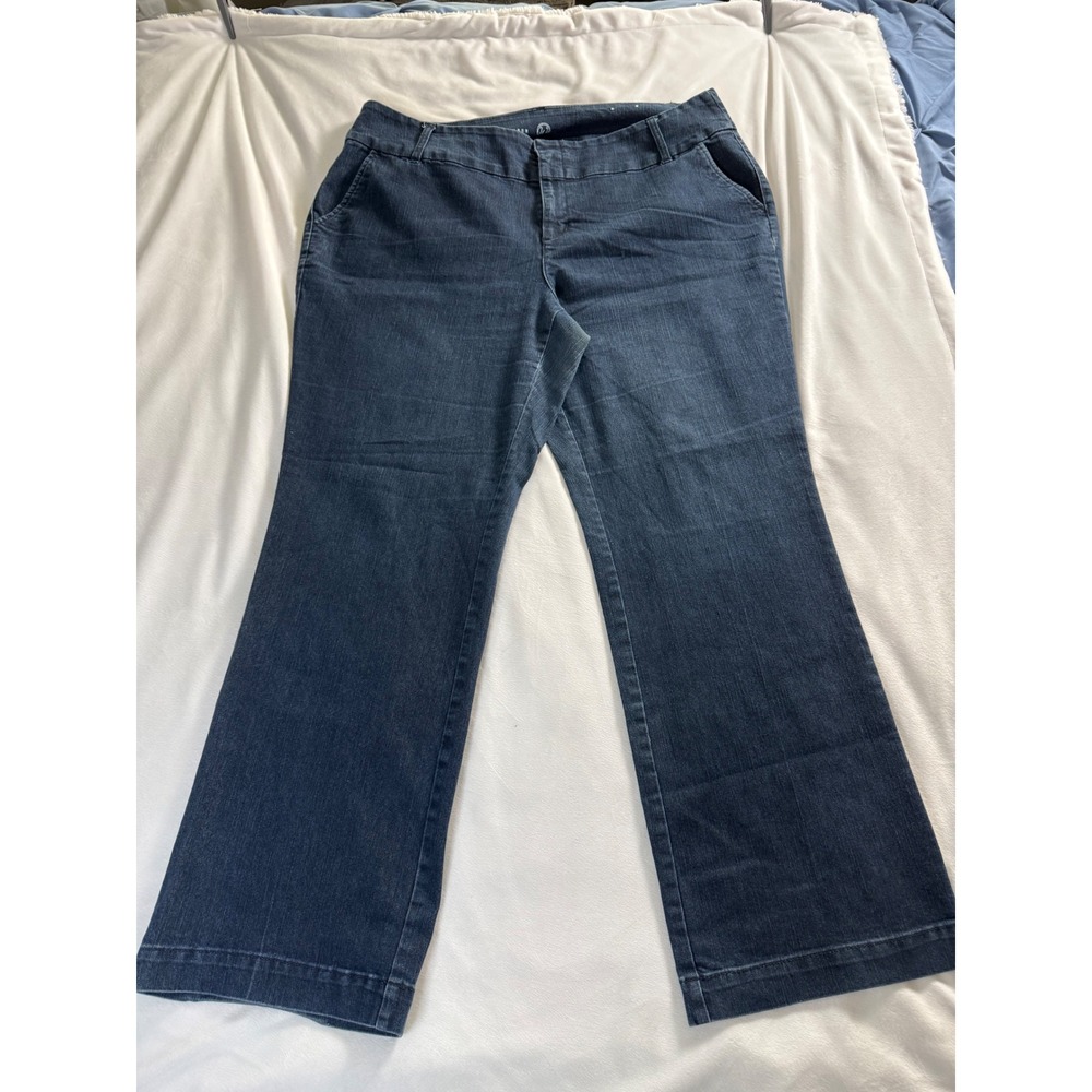 Worthington Signature Fit Trouser Jeans Dark Wash Wide Leg Denim Womens 20